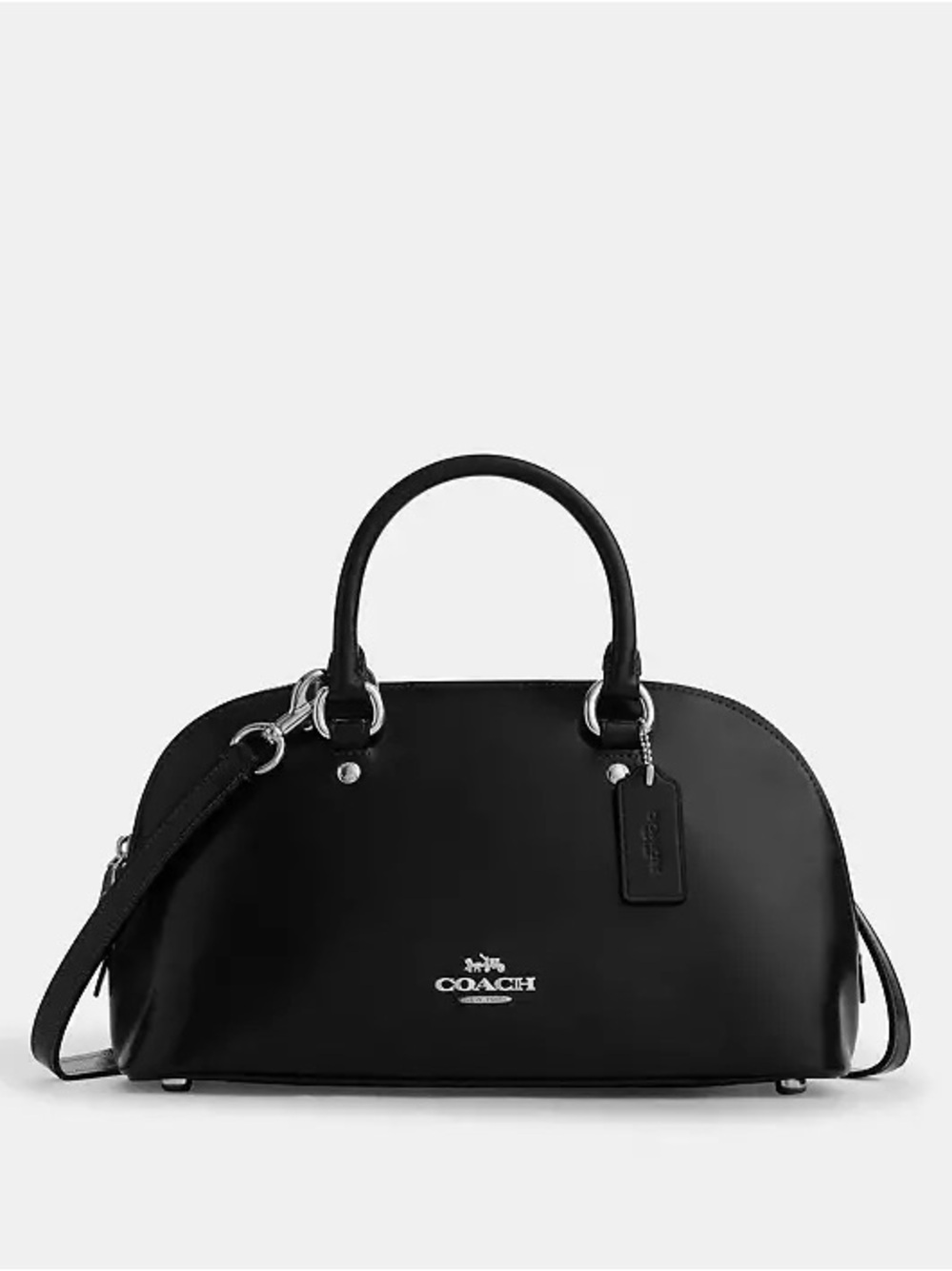 Coach Lara Satchel Bag in Silver/Black Shiny Nappa Leather NWT